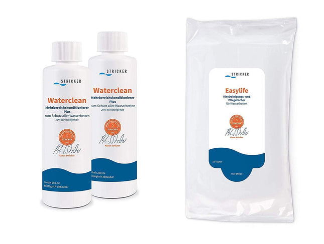 STRICKER Conditioner Waterclean 2 x 250 ml and Vinyl Cleaning Wipes Easylife 1 x 15 pieces
