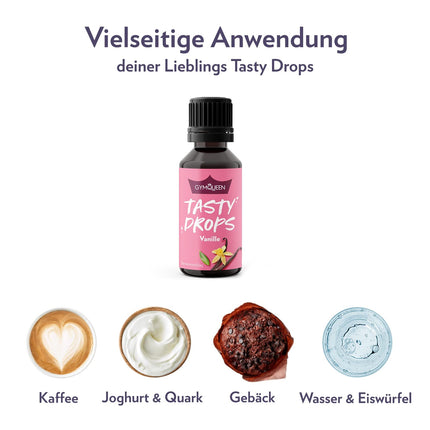 GymQueen Tasty Drops, Vanilla, Flavour Drops without Calories, 30ml