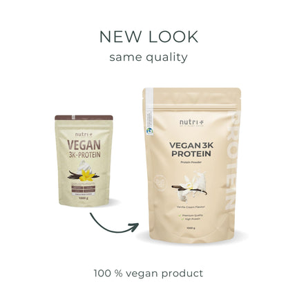 Nutri + Vegan Protein Powder Neutral without sweeteners + sugar with 85% protein - Vegan Protein Powder 1 kg unsweetened - Natural Protein Powder