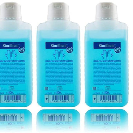 4x Sterillium 500ml hand disinfectant for safe, efficient, skin-friendly infection protection (+ pump)