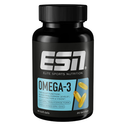 ESN Omega-3, 60 capsules, high-dose EPA &amp; DHA, 1200 mg EPA &amp; 900 mg DHA per serving - made in Germany