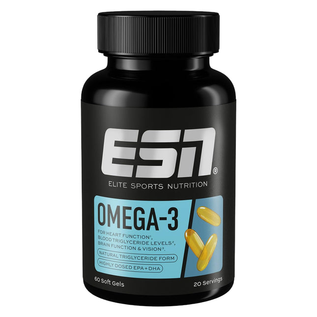 ESN Omega-3, 60 capsules, high-dose EPA &amp; DHA, 1200 mg EPA &amp; 900 mg DHA per serving - made in Germany