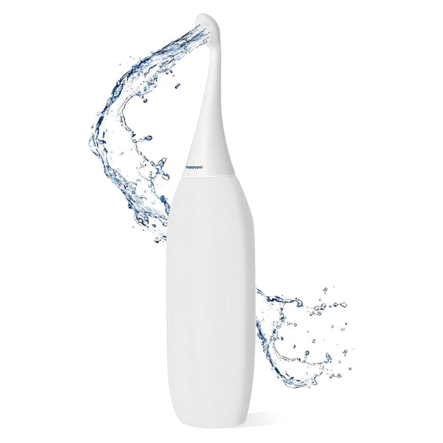 HappyPo Po Shower - Handheld Shower Portable Intimate Shower, Hygienic Cleaning for Travel and Home - Replaces Wet Wipes and Shower Toilet, Gentle and Effective, Compact - 28 x 5 x 6 cm, White