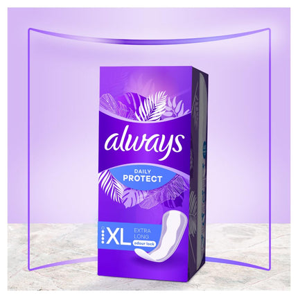 Always Daily Protect Panty Liners Women's Extra Long (54 Pads), Giga Pack, with fresh fragrance, fits all panty shapes, breathable, flexible