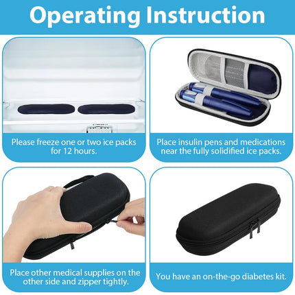 ACWOO Insulin Cooler Bag with 2 Ice Packs, TSA Approved Diabetic Bag for Pen, Diabetic Accessories, Epipen, Syringes, Travel Diabetic Bag, Black