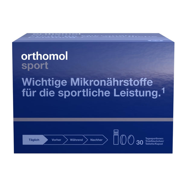 Orthomol Sport: 25 sports-specific vitamins and minerals with L-carnitine and omega-3 fatty acids - Daily supplement for athletes - Muscle building, endurance and regeneration, 30 daily servings