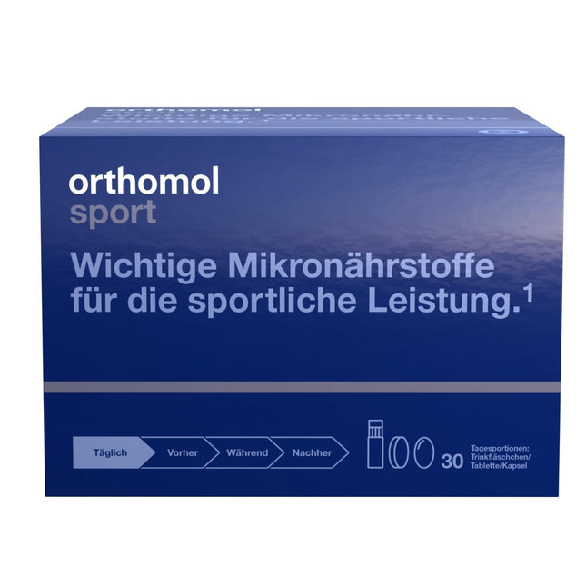 Orthomol Sport: 25 sports-specific vitamins and minerals with L-carnitine and omega-3 fatty acids - Daily supplement for athletes - Muscle building, endurance and regeneration, 30 daily servings