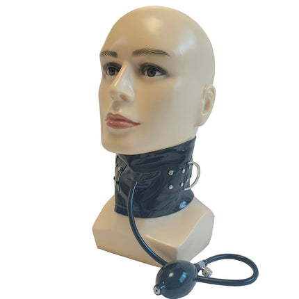 GREEFEI Latex Rubber Inflatable Choker Back Zipper,Latex Cosplay Collar Costume Choker XXXL