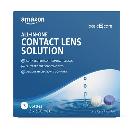Amazon Basic Care All-In-One Soft Contact Lens Solution, 360ml, 3-Pack