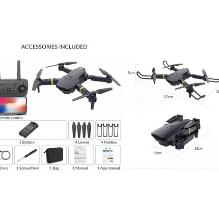 Drone with Camera 4K Complete Package Airon Drone for Kids and Adults Raptor 8K Drone Mini Drone Foldable Quadcopter, 120° Panorama Mode, Slow Motion Mode, 360° Rotation