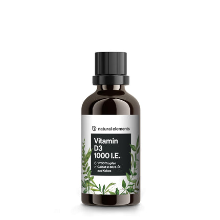 Vitamin D3 Drops – 1000 IU per daily dose (1 drop) – Long-term supply with 50 ml – dissolved in MCT coconut oil for best bioavailability – liquid, high-dose, vegetarian