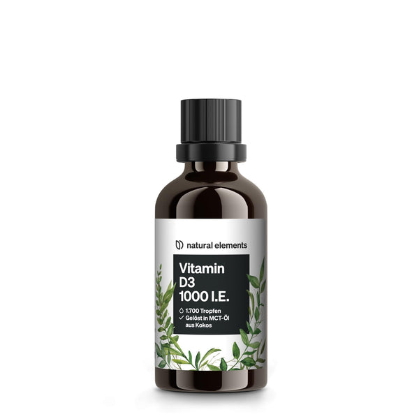 Vitamin D3 Drops – 1000 IU per daily dose (1 drop) – Long-term supply with 50 ml – dissolved in MCT coconut oil for best bioavailability – liquid, high-dose, vegetarian