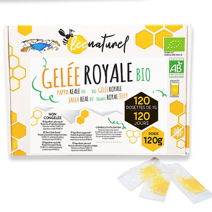 BEENATUREL | Organic Royal Jelly 120 g | Box of 120 capsules of 1 gram each | 4-month program | 100% natural and organically grown