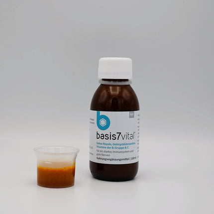 basis 7 vital to strengthen the immune system and nervous system by sanoctua, natural immune treatment for drinking with royal jelly, valuable vitamins and minerals, 100ml