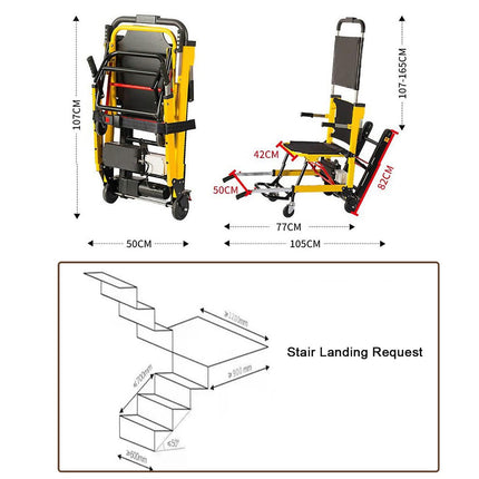 Electric Stair Lift Chair, Folding Lightweight Stair Wheelchair Power Crawler Senior Stair Chair, Electric Handcart Stair Climber, Aluminum Alloy, Load 160 kg,Yellow