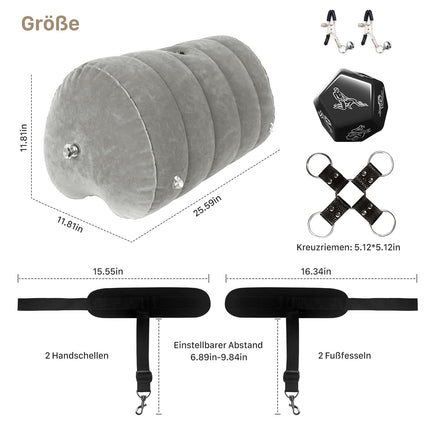 Sex Positions Pillow Lumbar Pillow with Dildo Holder and Nipple Clamps Handcuffs Ankle Cuffs for Adults Couples Sex Toys Sex Pillow for Sex Positions Women G Spot Position Pillow Multifunctional