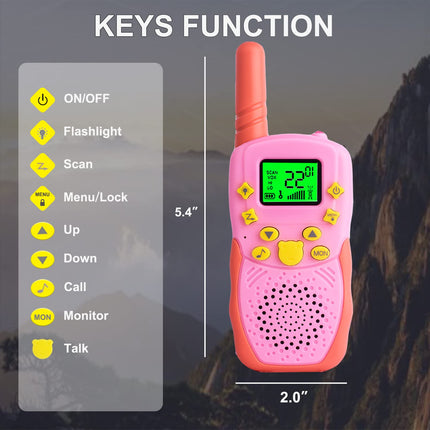 TUCHUNME Walkie Talkie Kids, Rechargeable 8 Channels Outdoor Toy Two-Way Radio with Flashlight Gifts for Boys and Girls Long Range for Outdoor Trip Adventures, Camping, Hiking