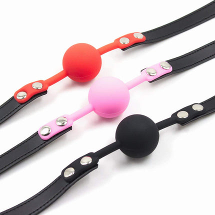 Hisionlee BDSM Mouth Gag Ball Interchange Silicone Ball Gag with Lock Key (Black Ball Line)