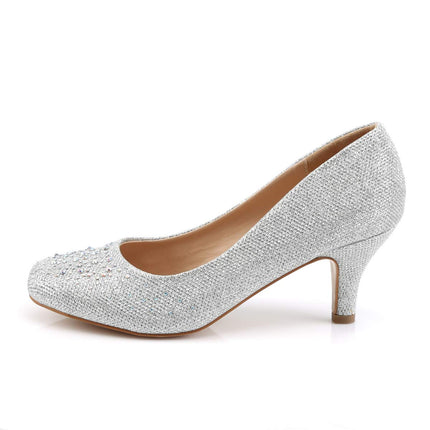 Pleaser Women's Doris-06 Slide Pump, Silver Glitter Mesh, 39 EU