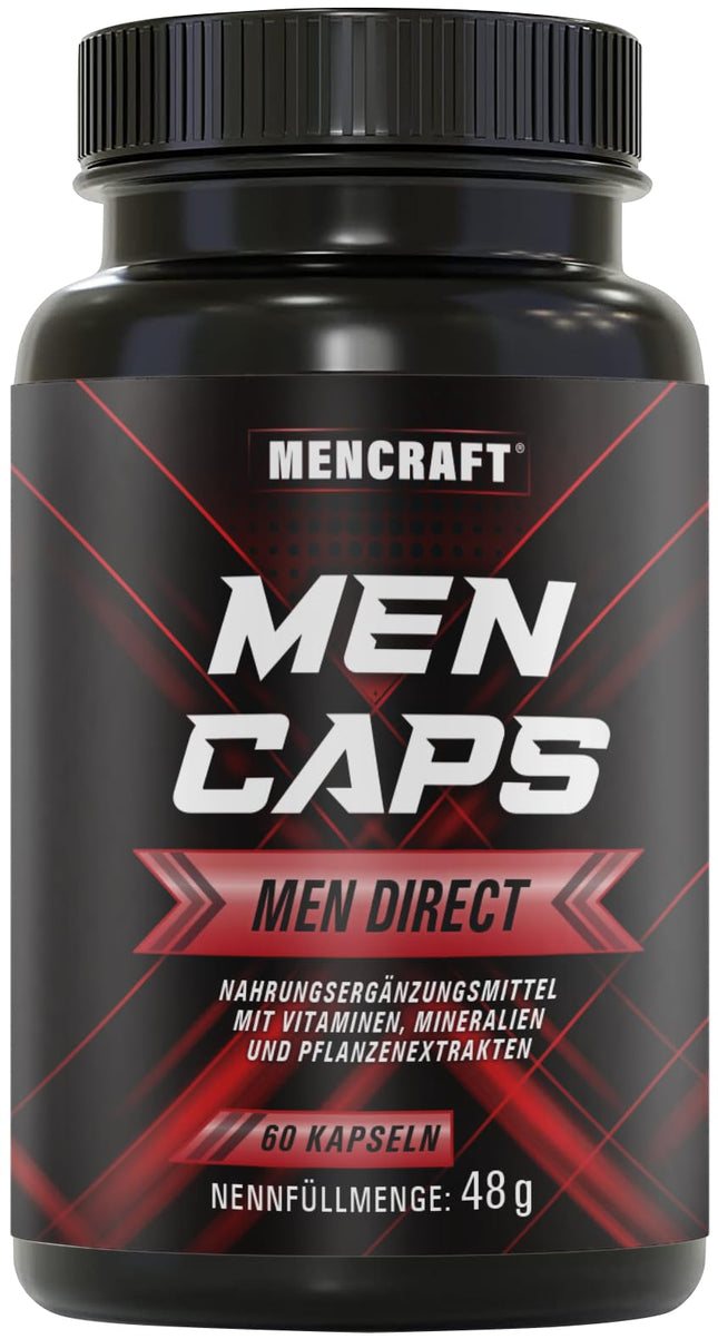 MENCRAFT MEN DIRECT - Men's Extra Strength Capsules - INSTANT Formula High Dosage - with L-Arginine, Maca, Tribulus Terrestris, Ginseng, 60 Capsules