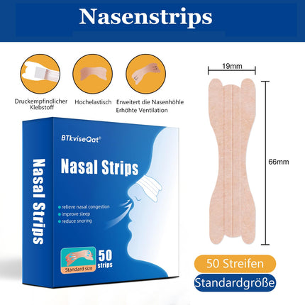 Nose plasters, snoring stopper, nose plasters, snoring, nose strips, anti-snoring, nose strips, better breathing, nasal dilator, nasal strips, effective aids against snoring, better sleep (50 pieces)