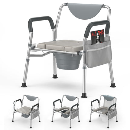 Hybodies Heavy Duty Bariatric Commode, 4-in-1 Portable Bedside Commode or Over-Toilet Chair, Extra Wide | Height Adjustable | Easy to Clean, Handicap Commode Chair for Elderly with
