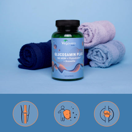 Glucosamine Chondroitin High Dose &amp; Vegan | 1000 mg Glucosamine | With MSM | Laboratory-Tested &amp; Vegan | No Additives | German Production by Vegavero®