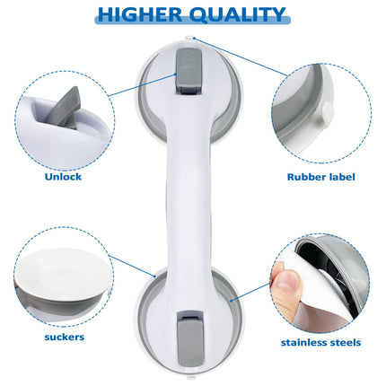 Fousenuk Grab Bars for Seniors, 2 Pack Shower Without Drilling Bathroom, Suction Cup Shower Handle with Bathtub Handle Support Handle, Disabled Toilet Grab Bar, Suction Handle Bathtub for Disabled Elderly People