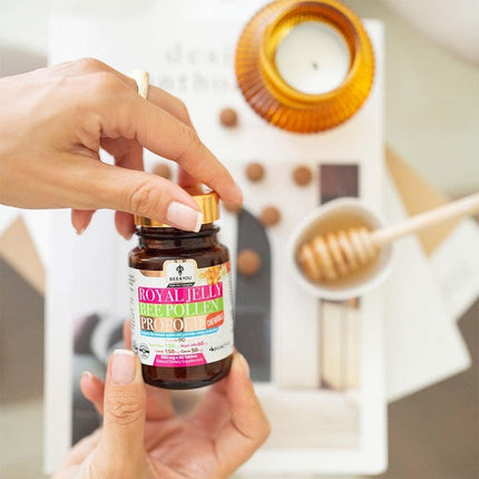 Bee&amp;You Royal Jelly Pollen Propolis with 500 mg 60 Tablets (Propolis Capsules - Chewable Tablets - Propolis Extract - No Additives - Fair Trade - Natural &amp; Controlled Ingredients)