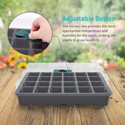 Danolt 5 Pack Seedling Starter Trays Seed Propagator Tray with Adjustable Humidity Dome Seedling Tray for Seed Germination, 24 Grids