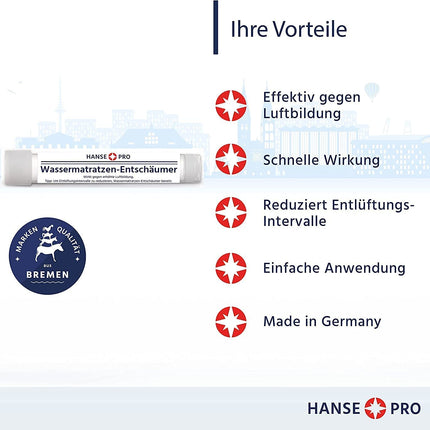 Hanse Pro Air Binder Set for Waterbeds, 2 x 250 ml Air Stop, 2 x 15 ml Waterbed Defoamer | Care | Air Binder | Air Solvent | Eliminates air noise in waterbeds | Bubble Stop