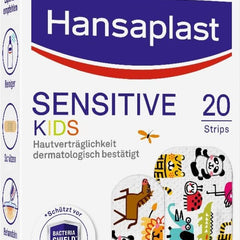 Hansaplast Children's Plaster Sensitive (20 Strips), wound plaster with cute animal motifs to cheer up, painlessly removable plaster set