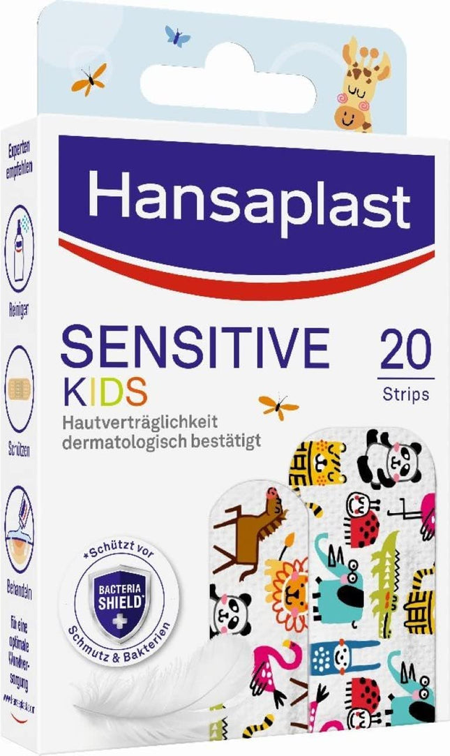 Hansaplast Children's Plaster Sensitive (20 Strips), wound plaster with cute animal motifs to cheer up, painlessly removable plaster set