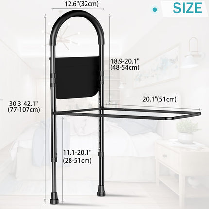 Kaucytue Safety Bed Rails Safe bed rails for older adults with storage bag and support legs bed rail fall protection, bed riser bed handle adjustable in height