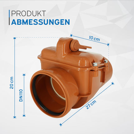kör4u backflow flap DN 110, orange, wastewater, rat protection, backflow preventer (DN 110)