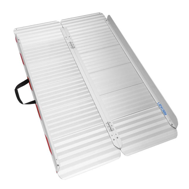LIEKUMM wheelchair ramp 127 cm, 85 cm widened wheelchair ramp for stairs, 400 kg load capacity aluminum ramp for wheelchairs, steps, curbs, threshold ramp for electric wheelchairs, strollers