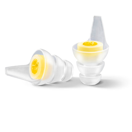 OHROPAX Music earplugs – with special filter – unadulterated sound with even attenuation – sound insulation value SNR 19 dB – ideal for concerts – 1 pair with inserted filter + 1 smaller pair of earplugs
