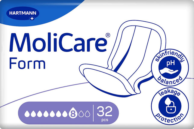 Molicare Form 8 drops, for severe incontinence: high safety, extra leakage protection and discretion for women and men, to be used with MoliCare Premium Fixpants, 32 pieces