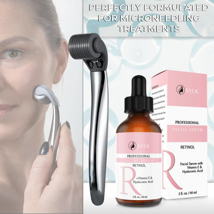 Retinol Facial Serum with Hyaluronic Acid for Microneedling, High Dosage | Test Winner | Wrinkle Removal with Instant Effect | Anti-Aging Facial Serum | Acne Mark &amp; ​​Pigment Spot Remover for the Face | 60 ml