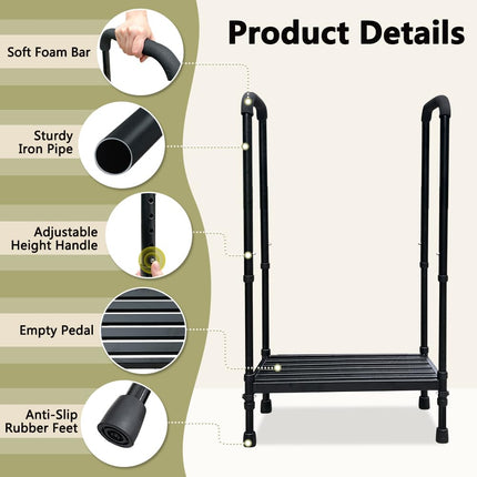 Medical Step Stool with Handle, SUV, Car, Elderly, Handicap Steps for RV, Mobile Home with Handrail for Adults, Seniors, Bariatric Metal Step Stool,