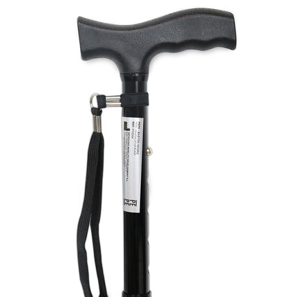 PEPE Mobility - Folding Walking Stick for Men, Height-Adjustable Walking Stick for Women, Seniors, Aluminum, Foldable (Black)