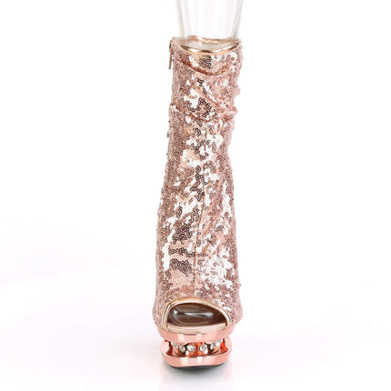 Pleaser Women's BLONDIE-R-1008 Platform High Heels Ankle Boots Sequins Rose Gold 37 EU