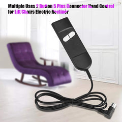 Annadue Hand Switch Control Panel Switch Hand Control with 2 Buttons 5 Pin for Electric TV Chair Recliner Lift Chair Main Office Chairs Recliner Chair Deck Chair
