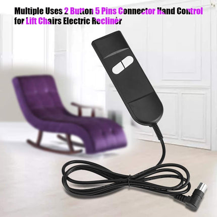 Annadue Hand Switch Control Panel Switch Hand Control with 2 Buttons 5 Pin for Electric TV Chair Recliner Lift Chair Main Office Chairs Recliner Chair Deck Chair