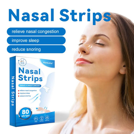 Nose Patches Snoring, 80 Pieces Nose Patches Better Breathing, Nasal Strips, Cold, Allergies, Anti Snoring Patches for Sports and Sleep, Anti Snoring Patches for Sleep Against