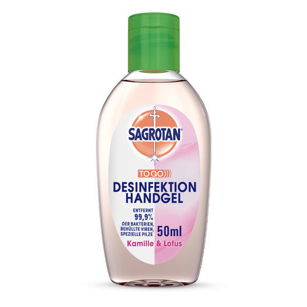 Sagrotan Hand Disinfectant Gel Chamomile &amp; Lotus Disinfectant for hands in a handy travel size – 1 x 50 ml antibacterial gel