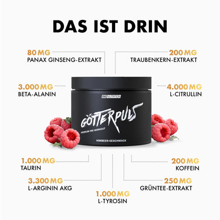 OS NUTRITION Götterpuls Premium Pre Workout Booster Raspberry 308g