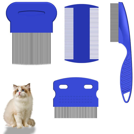 Lmyzcbzl Lice Comb, 4 Piece Flea Comb, Lice Comb Set, Plastic Double-Sided Nits Comb, Metal Teeth Lice Comb, for Removing Flea and Lice