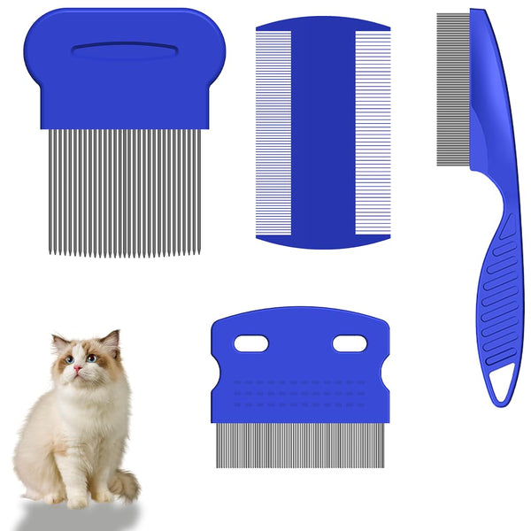 Lmyzcbzl Lice Comb, 4 Piece Flea Comb, Lice Comb Set, Plastic Double-Sided Nits Comb, Metal Teeth Lice Comb, for Removing Flea and Lice