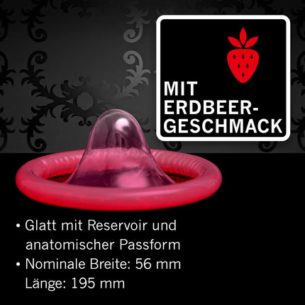 London Red Condoms – Red condoms with strawberry flavor &amp; lubricated with silicone gel – 100-pack (1 x 100 pieces)